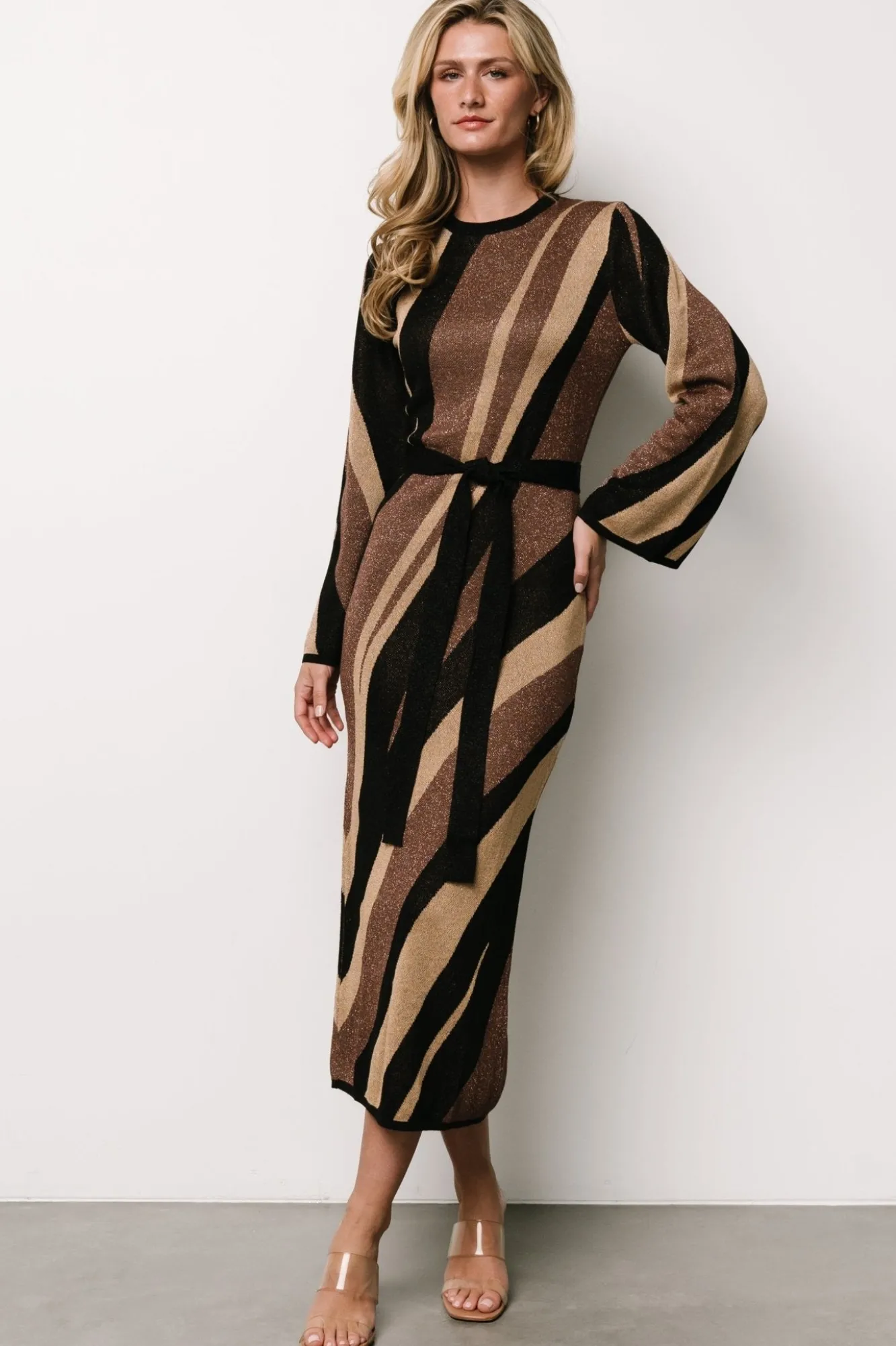 Baltic Born Leigh Sweater Dress | Brown Multi Print