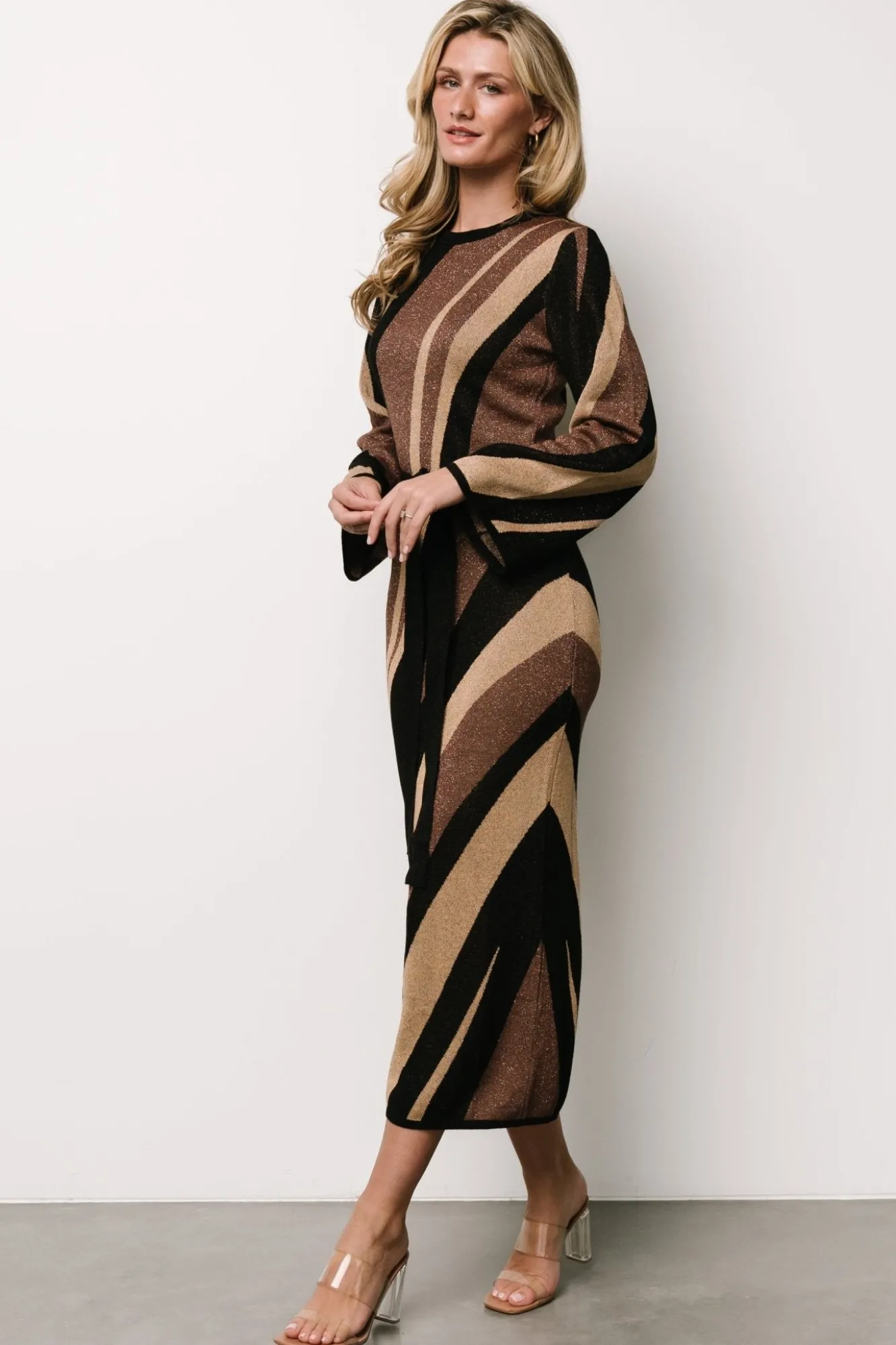 Baltic Born Leigh Sweater Dress | Brown Multi Print