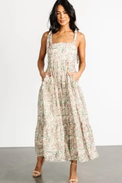 Baltic Born Lelisa Shoulder Tie Dress | Cream Floral