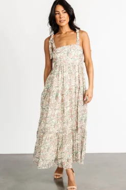 Baltic Born Lelisa Shoulder Tie Dress | Cream Floral
