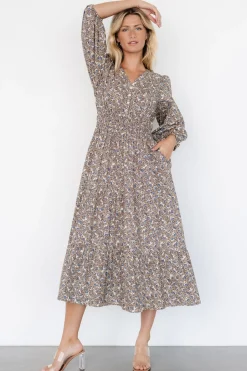 Baltic Born Leona Dress | Brown + Blue Multi