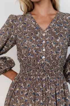 Baltic Born Leona Dress | Brown + Blue Multi