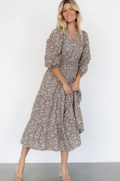 Baltic Born Leona Dress | Brown + Blue Multi