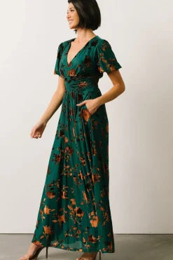Baltic Born Leslie Velvet Maxi Dress | Bronze + Jade
