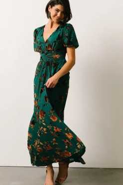 Baltic Born Leslie Velvet Maxi Dress | Bronze + Jade