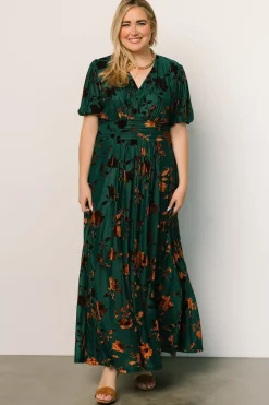 Baltic Born Leslie Velvet Maxi Dress | Bronze + Jade