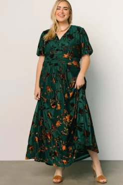 Baltic Born Leslie Velvet Maxi Dress | Bronze + Jade