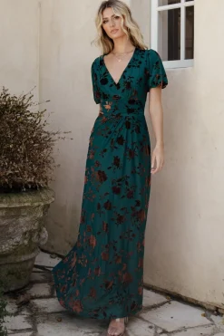 Baltic Born Leslie Velvet Maxi Dress | Bronze + Jade
