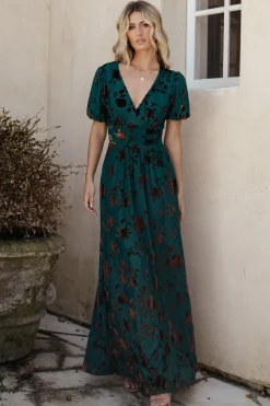 Baltic Born Leslie Velvet Maxi Dress | Bronze + Jade