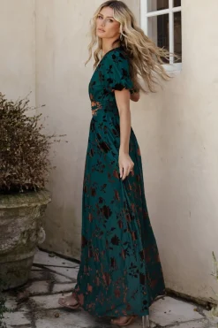Baltic Born Leslie Velvet Maxi Dress | Bronze + Jade