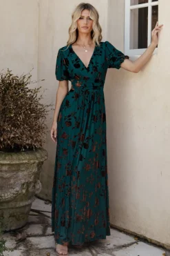 Baltic Born Leslie Velvet Maxi Dress | Bronze + Jade