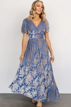 Baltic Born Leslie Velvet Maxi Dress | Blue + Silver