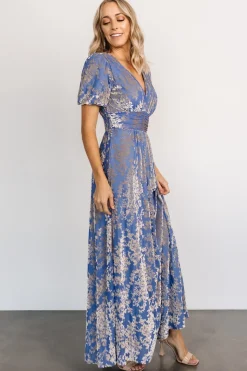 Baltic Born Leslie Velvet Maxi Dress | Blue + Silver