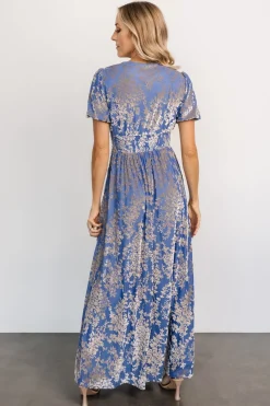 Baltic Born Leslie Velvet Maxi Dress | Blue + Silver