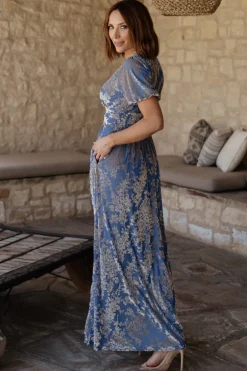 Baltic Born Leslie Velvet Maxi Dress | Blue + Silver