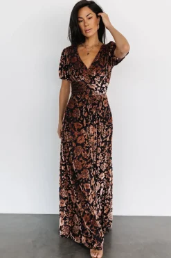 Baltic Born Leslie Velvet Maxi Dress | Black + Bronze