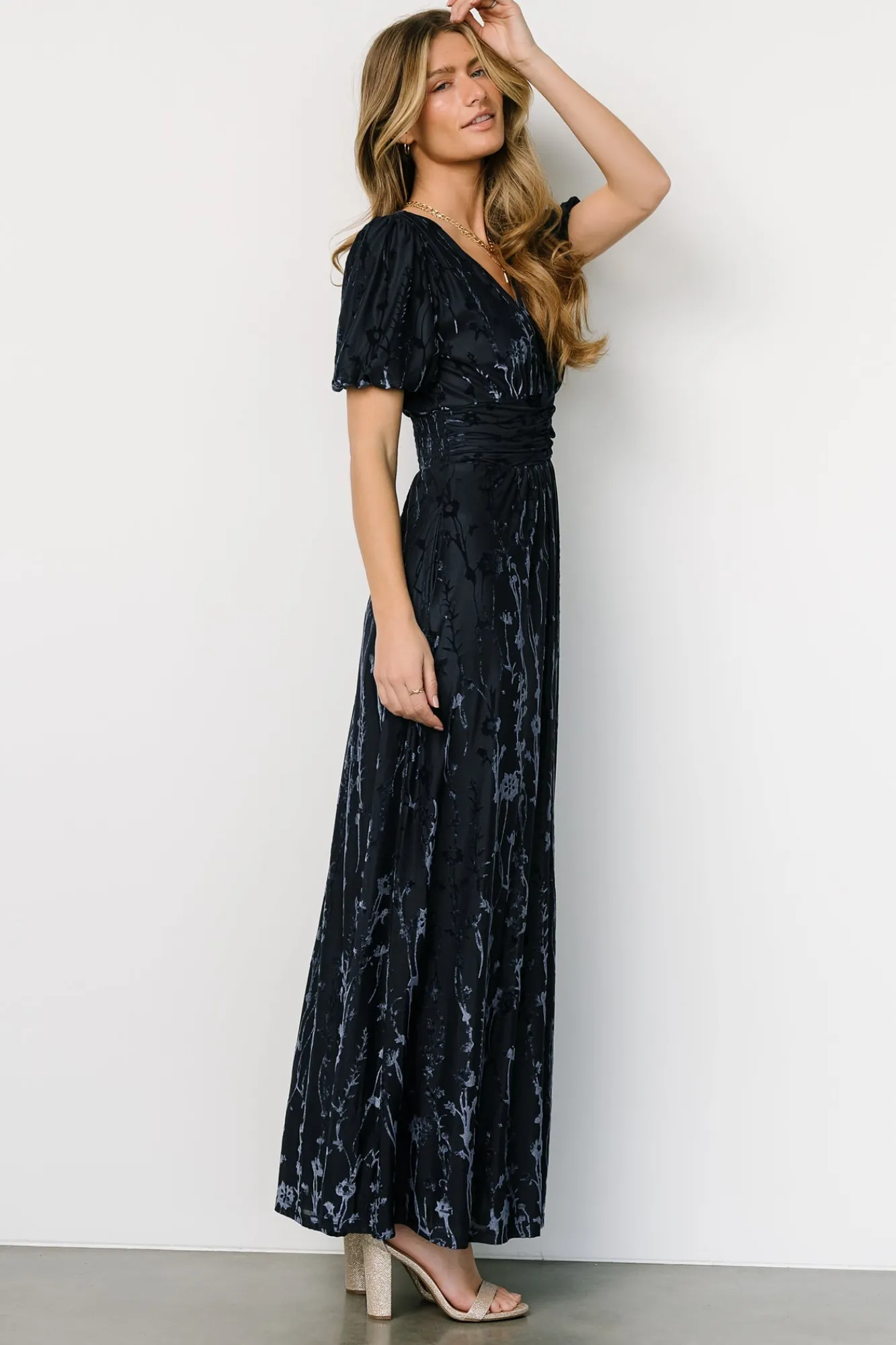 Baltic Born Leslie Velvet Maxi Dress | Deep Blue