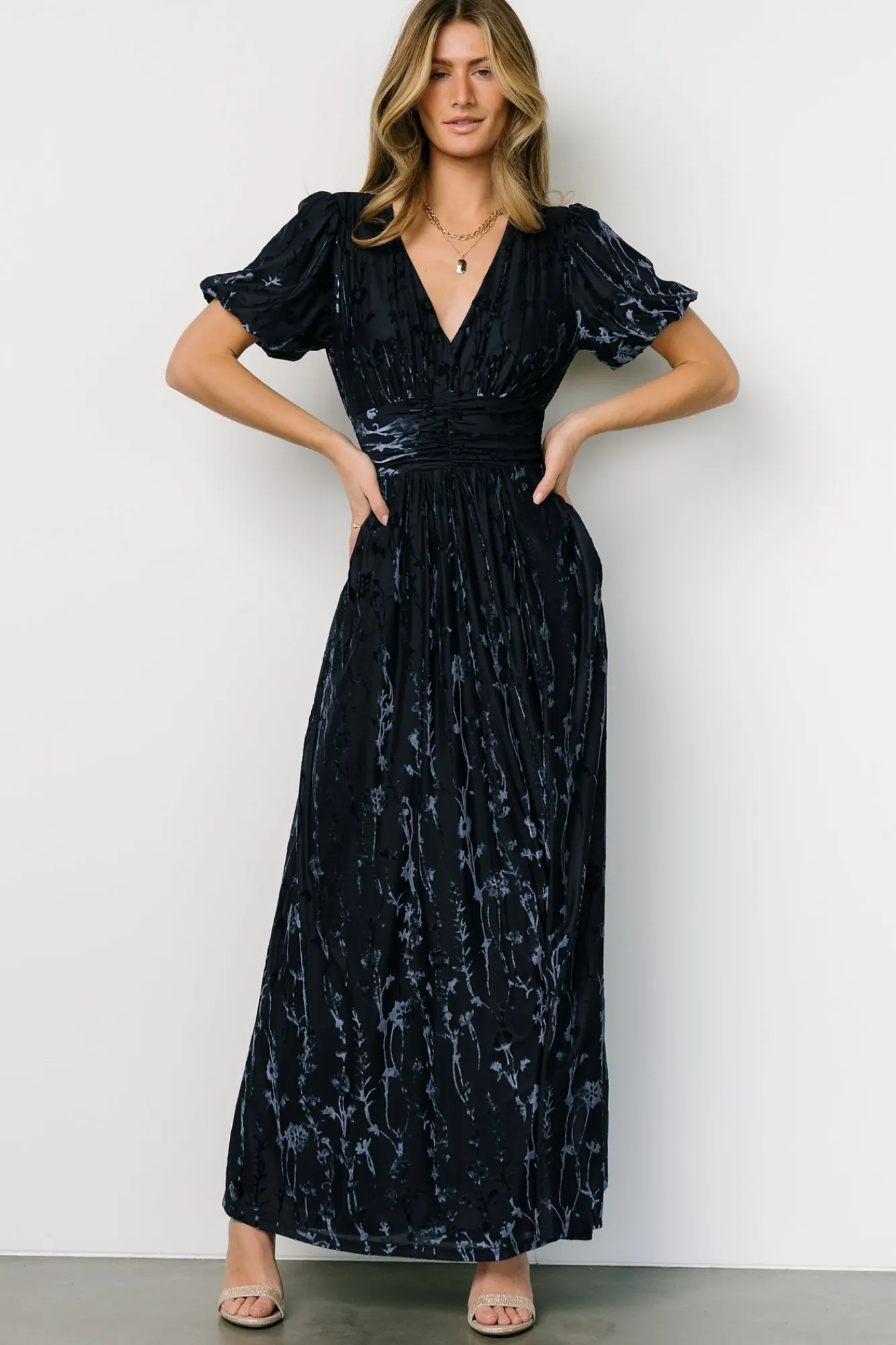 Baltic Born Leslie Velvet Maxi Dress | Deep Blue