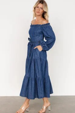 Baltic Born Lewiston Off Shoulder Dress | Denim Blue