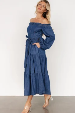 Baltic Born Lewiston Off Shoulder Dress | Denim Blue
