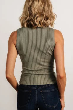 Baltic Born Lia Ribbed Tank Top | Dark Sage