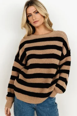 Baltic Born Liam Chunky Knit Sweater | Tan + Black