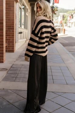 Baltic Born Liam Chunky Knit Sweater | Tan + Black