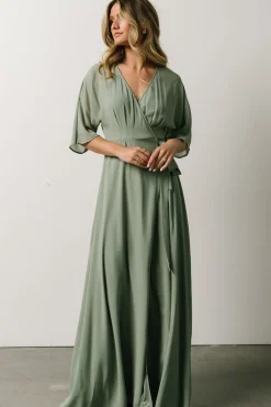 Baltic Born Lilly Wrap Maxi Dress | Dusty Sage