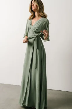 Baltic Born Lilly Wrap Maxi Dress | Dusty Sage