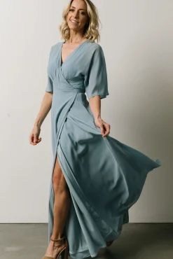 Baltic Born Lilly Wrap Maxi Dress | Dusty Blue