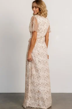 Baltic Born Liza Sequin Wrap Maxi Dress | Rose Gold