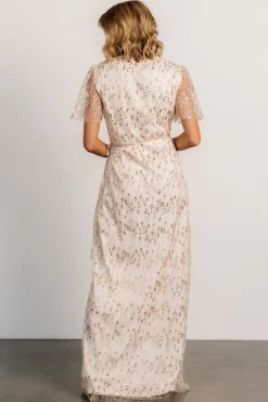 Baltic Born Liza Sequin Wrap Maxi Dress | Rose Gold