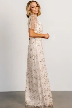 Baltic Born Liza Sequin Wrap Maxi Dress | Rose Gold