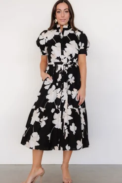 Baltic Born Loewe Button Dress | Black + Off White Floral