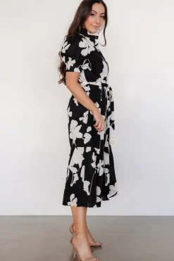 Baltic Born Loewe Button Dress | Black + Off White Floral