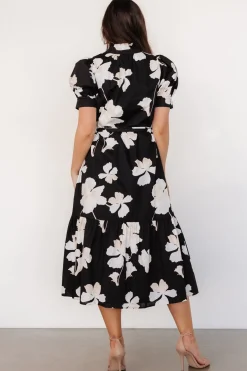Baltic Born Loewe Button Dress | Black + Off White Floral