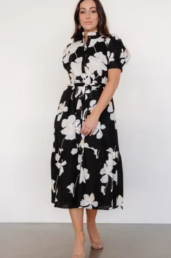 Baltic Born Loewe Button Dress | Black + Off White Floral