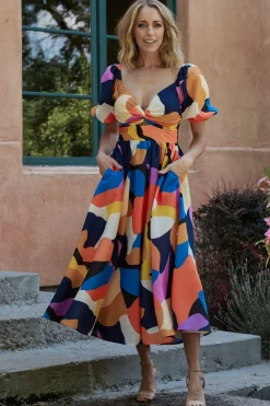 Baltic Born Lola Midi Dress | Rust + Navy Multi