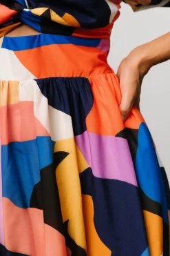 Baltic Born Lola Midi Dress | Rust + Navy Multi