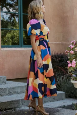 Baltic Born Lola Midi Dress | Rust + Navy Multi