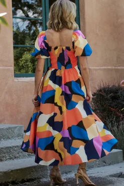 Baltic Born Lola Midi Dress | Rust + Navy Multi