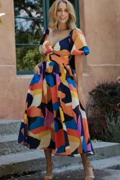 Baltic Born Lola Midi Dress | Rust + Navy Multi