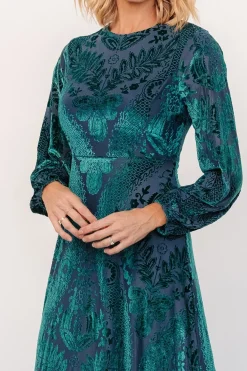 Baltic Born Lorielle Velvet Midi Dress | Emerald Print