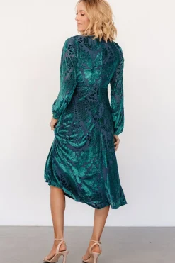 Baltic Born Lorielle Velvet Midi Dress | Emerald Print