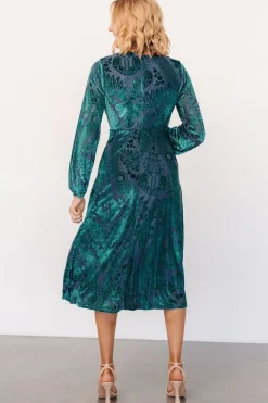 Baltic Born Lorielle Velvet Midi Dress | Emerald Print