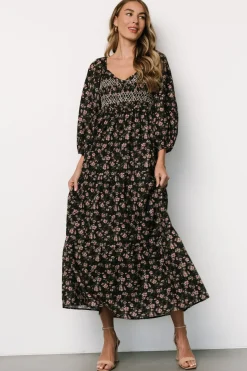 Baltic Born Louisa Smocked Maxi Dress | Black Floral