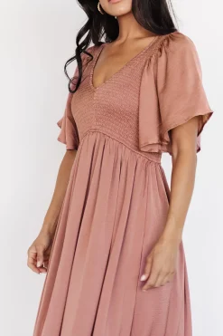 Baltic Born Lovell Smocked Midi Dress | Dark Mauve