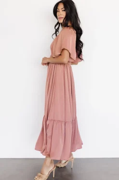 Baltic Born Lovell Smocked Midi Dress | Dark Mauve