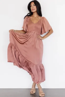 Baltic Born Lovell Smocked Midi Dress | Dark Mauve