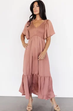 Baltic Born Lovell Smocked Midi Dress | Dark Mauve